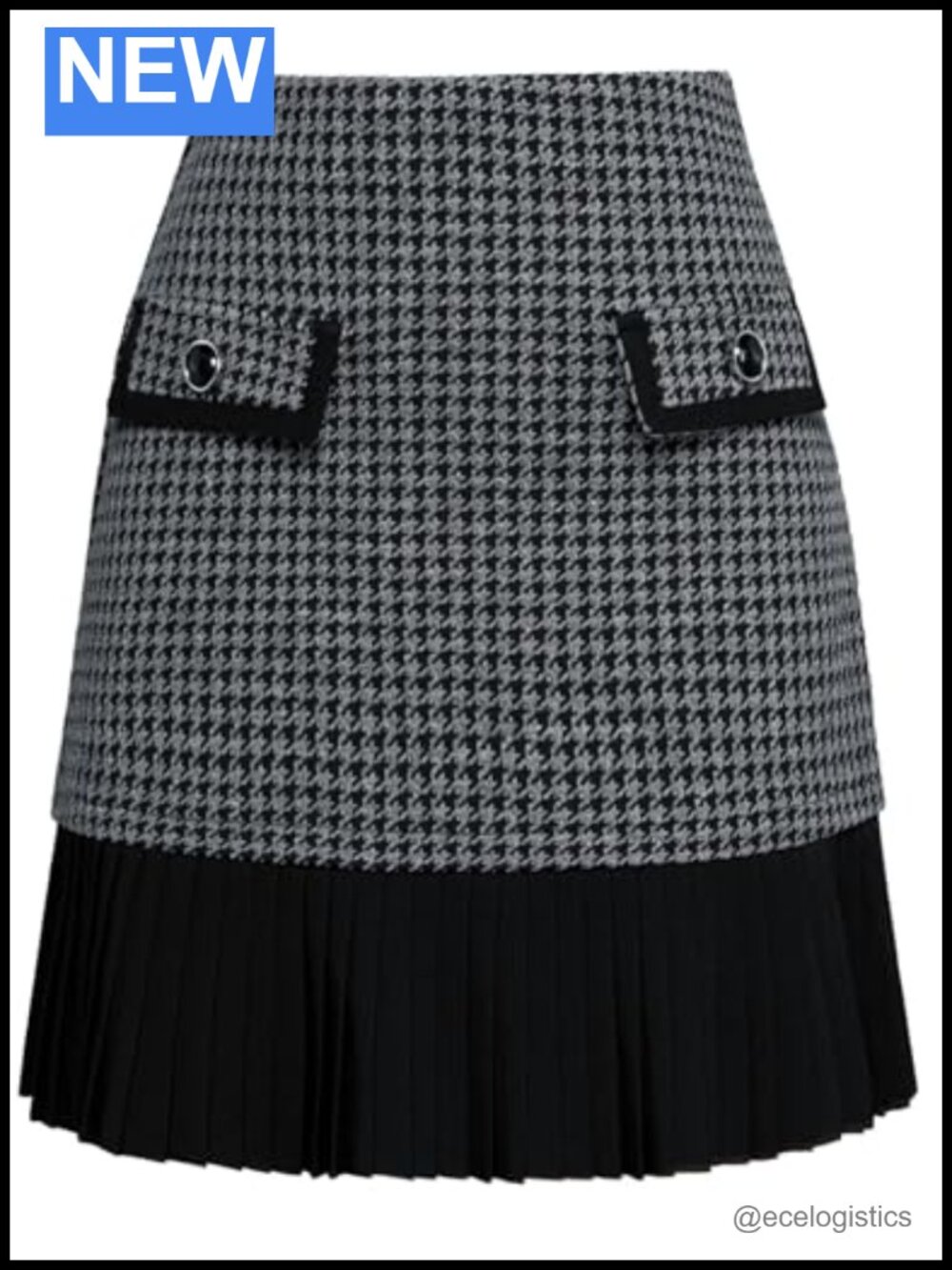 Women's High Waist Pleated A-Line Mini Skirt with Buttons